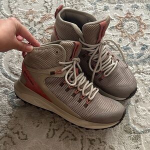 Columbia Tan and Pink Waterproof Hiking Shoes